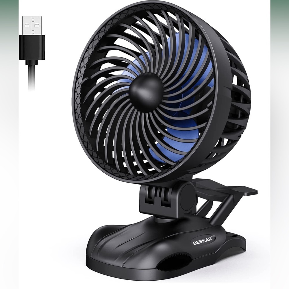 Clip on, 3 speed, ultra quiet fan, USB, NIB